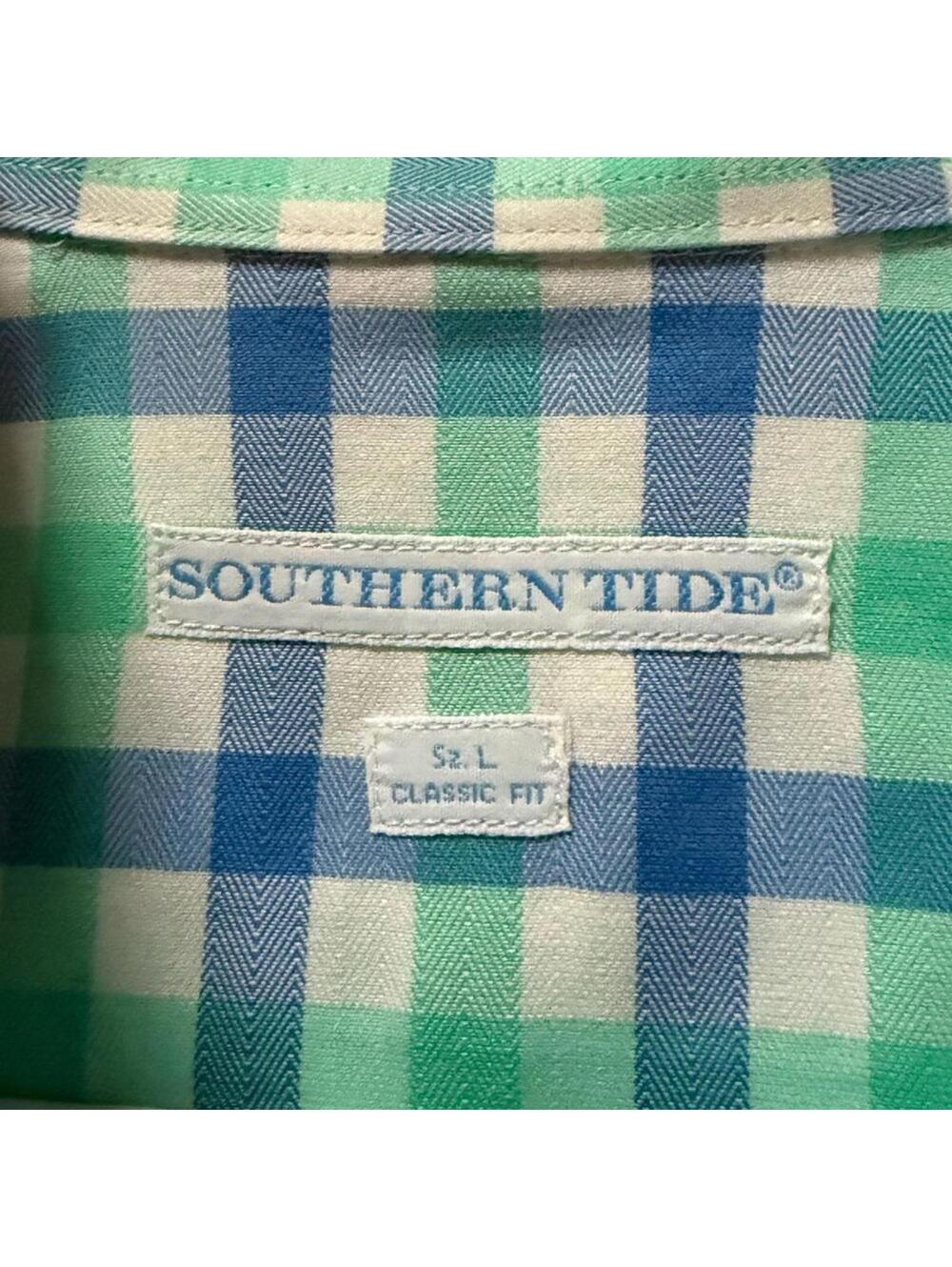 Southern Tide bright gingham checked long sleeve button down shirt L - Picture 7 of 10